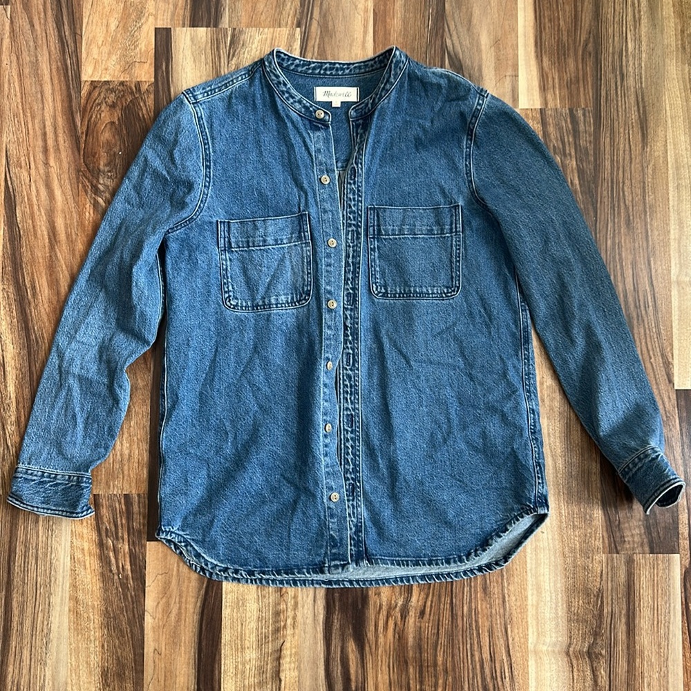 Madewell Denim Banded-Collar Shirt Size S